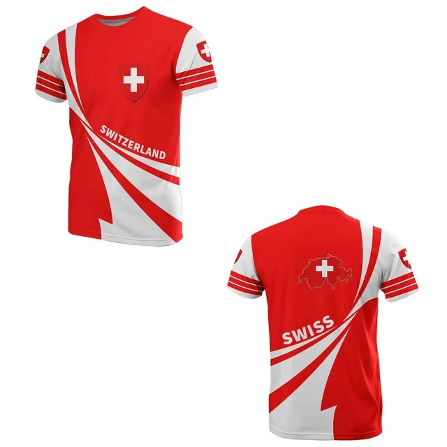 2026 new Swiss flag football jersey summer men's short-sleeved casual sports T-shirt fashionable