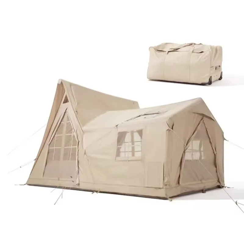 

Outdoor Camping Four-season Portable Waterproof Inflatable PVC Oxford Tent Two Room New Design Sand Green in Stock