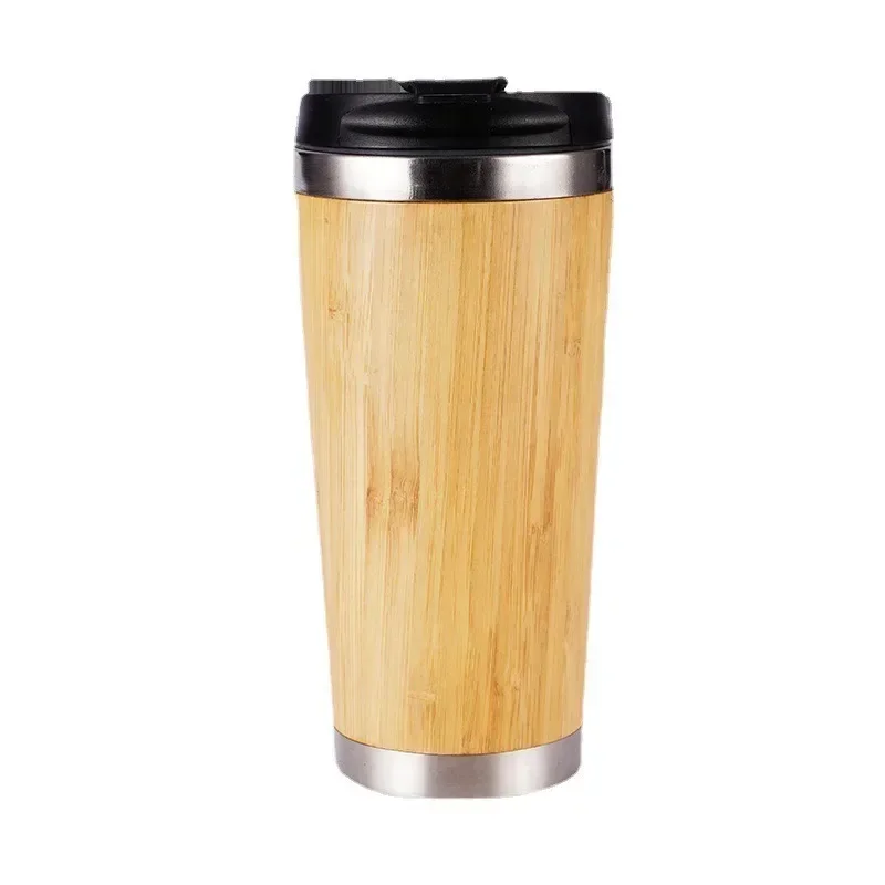 Stainless Steel Bamboo Vacuum Flasks Thermos 16o Water Bottle Flip Lid Eco-Friendly Travel Cup Mug Coffee Cups Bottle Keeps Cold