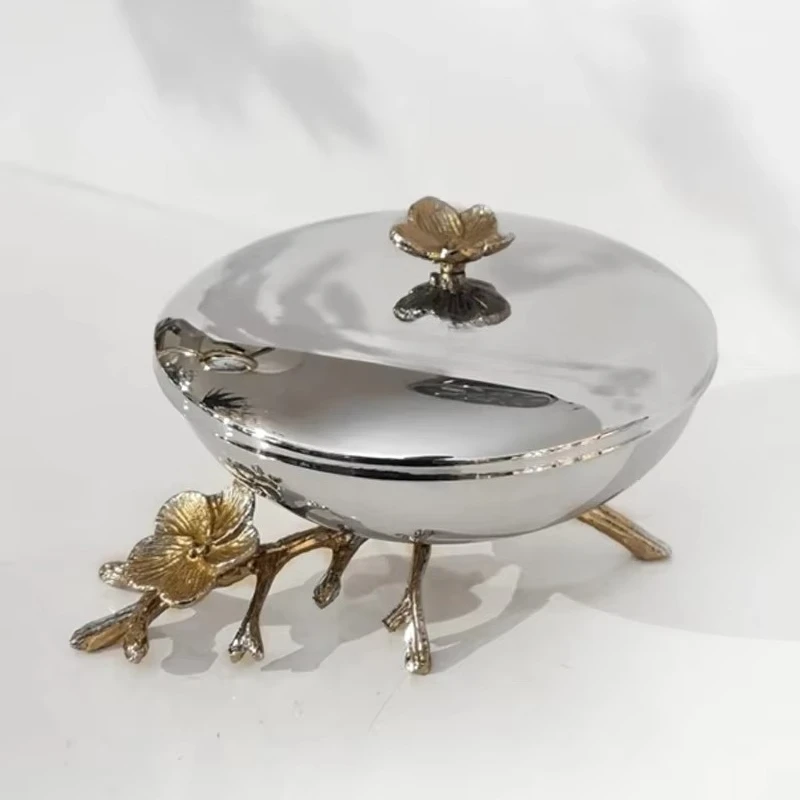 

Decorative handmade golden flower shape dried fruit free chocolate kitchen bowl with lid