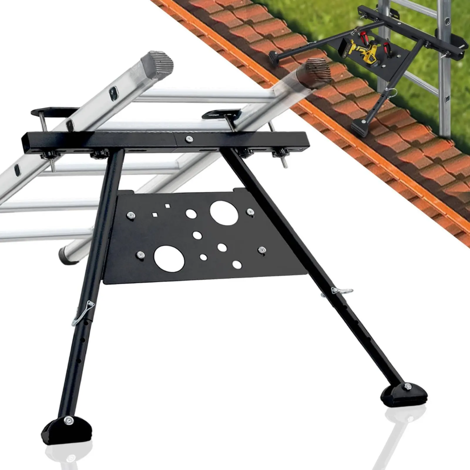 

Ladder Stabilizer Sturdy Duty Roof Ladder Brace Universal Fit Builtintegrated Tool Tray Holder for Roofers, Exterior Walls