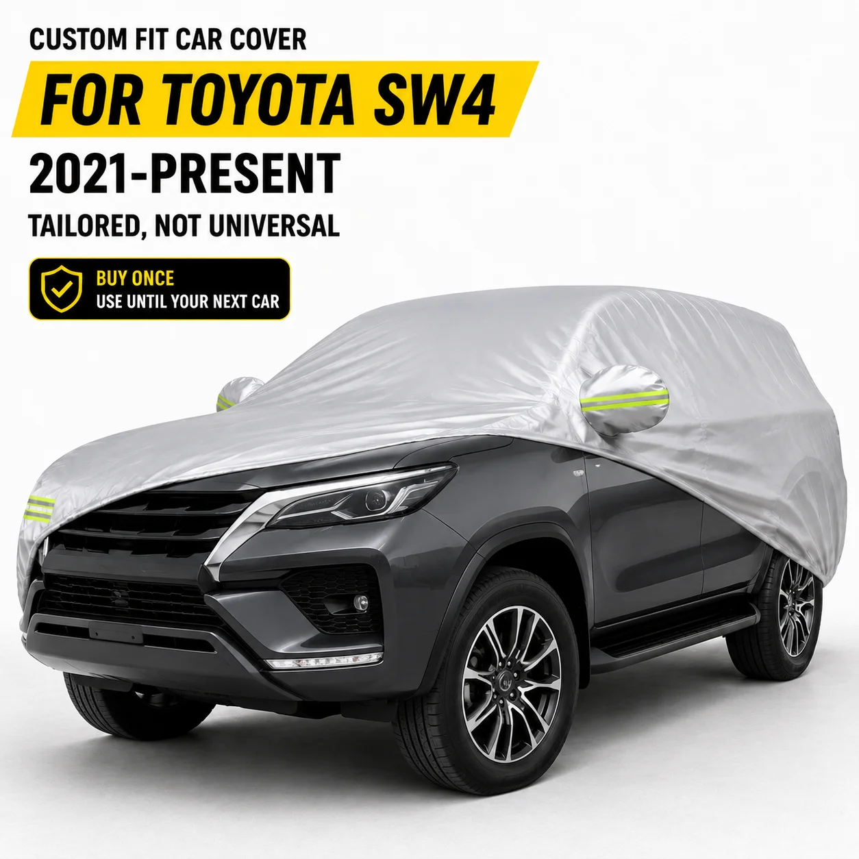 For Toyota SW4 2021-Present Exterior Car Cover Outdoor Protection Durable Silver Coated Fabric UV Sun Dust Protection