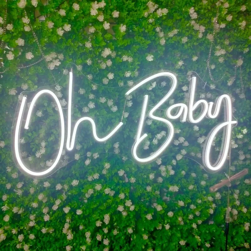 

Oh Baby Neon Sign for Wall Decor Dimmable Decorations Birthday Party Wedding Decor (Warm white (14.2 x 7.9 inches))5V USB