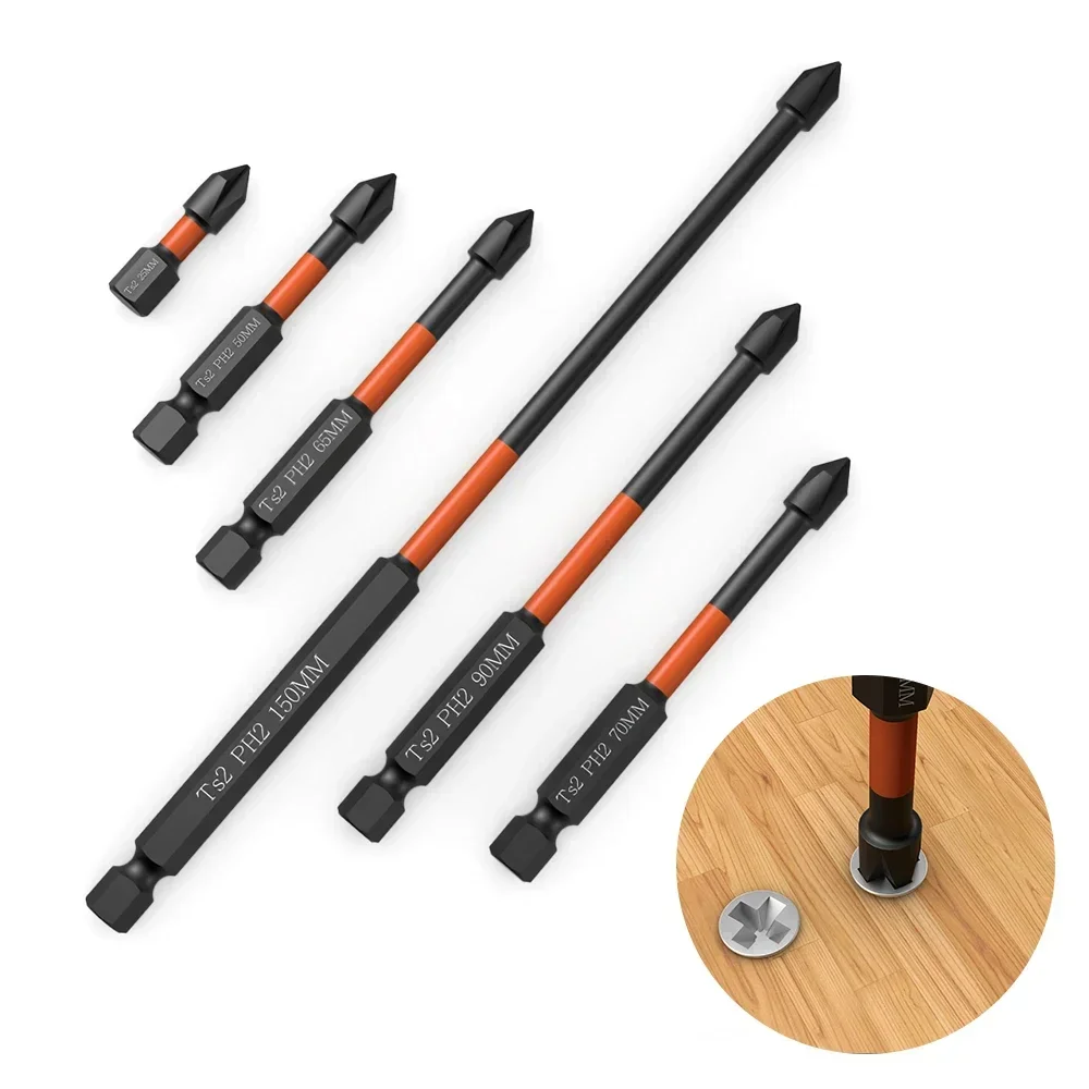 

Cross Screwdriver Set PH2 Impact Drill Bit Alloy Steel Anti Slip Cross Screwdriver 25-150mm Strong Magnetic Screwdriver Head