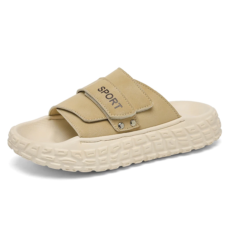 

Fashion Men's Slippers Indoor Outdoor Sandals Beach Leather Comfortable Soft Slides Men Casual Shoes Sandals Outdoor Slippers