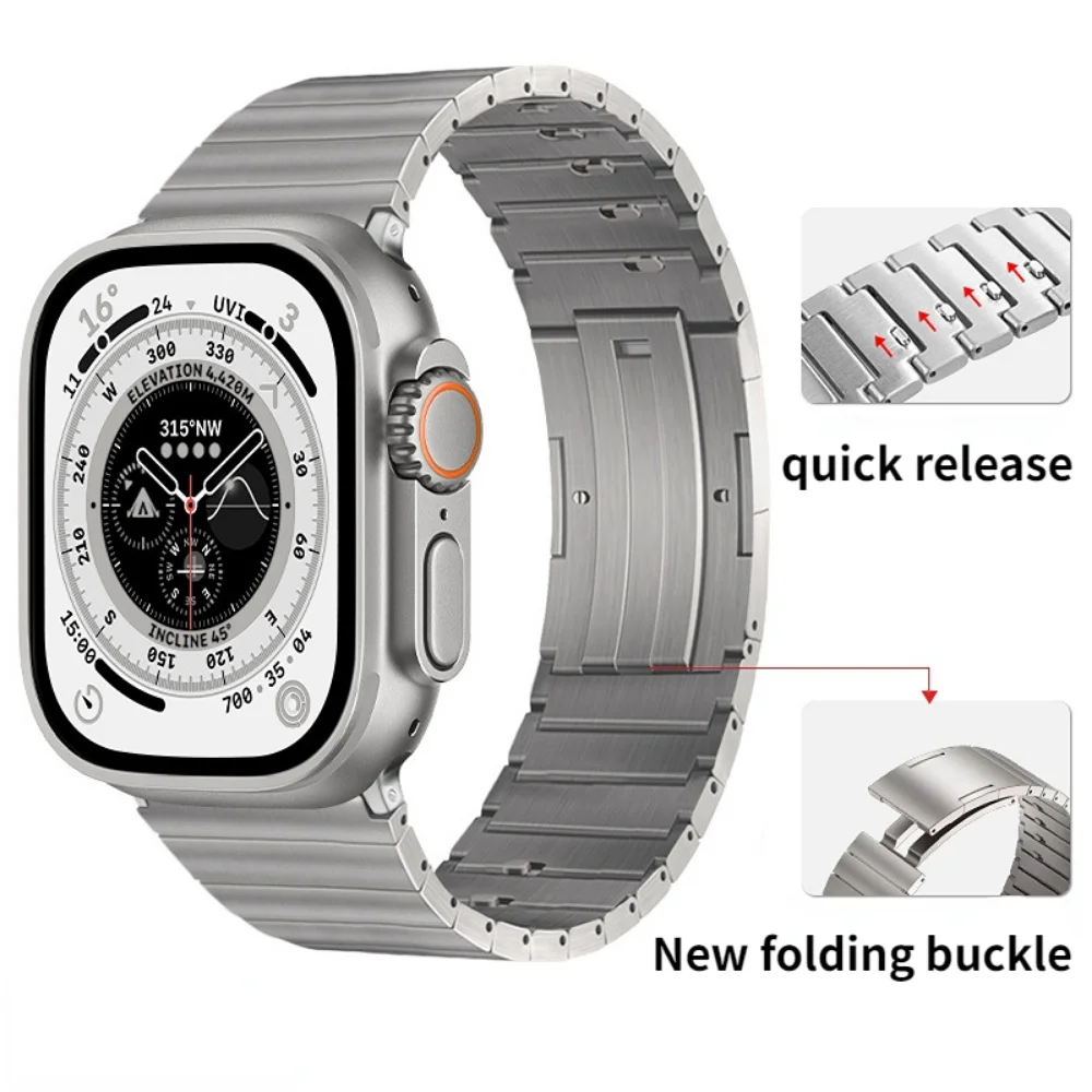 Titanium Band Voor Apple Watch Band Ultra 49Mm 45Mm 41Mm 46Mm 44Mm 40Mm 42 38 Mm Quick Release Band Iwatch 10 Ultra 9 8 7 6 5 Se