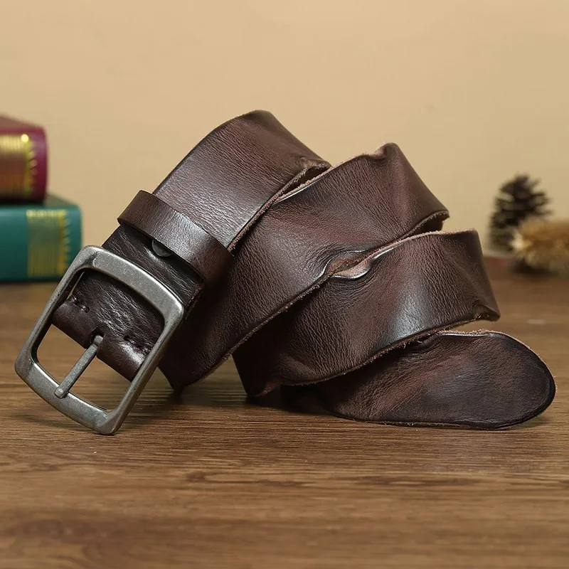 Handcrafted men's belt with pin leather and pure cowskin fashionable for young people