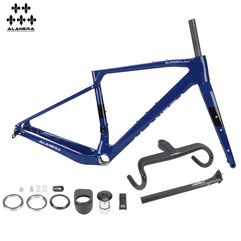 Blue -2025 New ALANERAl Gravel carbon fiber bicycle road frame, off-road melon bike T47 mid-axle threaded frame