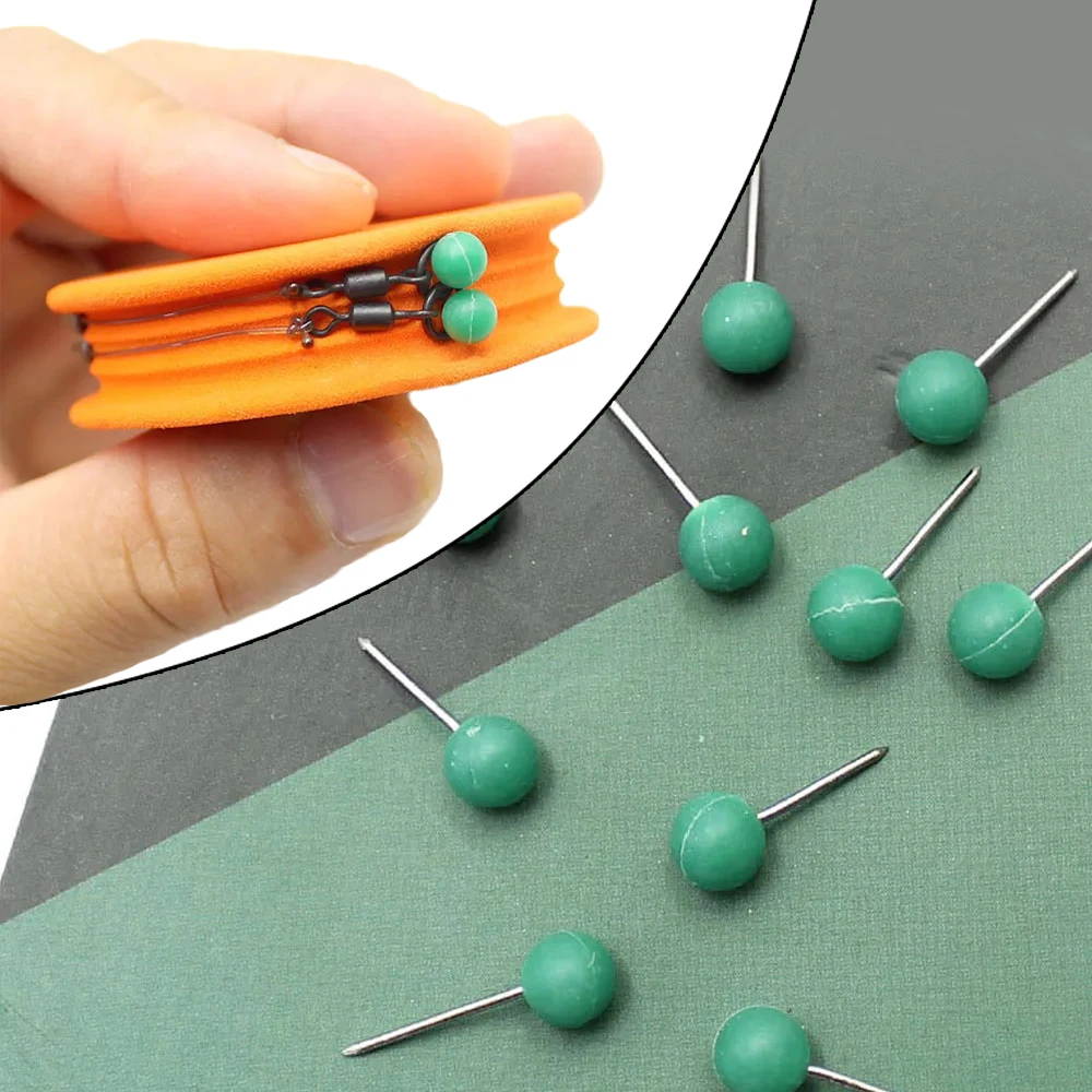 

100pcs Fishing Round Head Winder Line Fixed Needles Hair Rigs Case 5*8mm Stop Spare Pins Carp Fish Tackle Tool Accessories