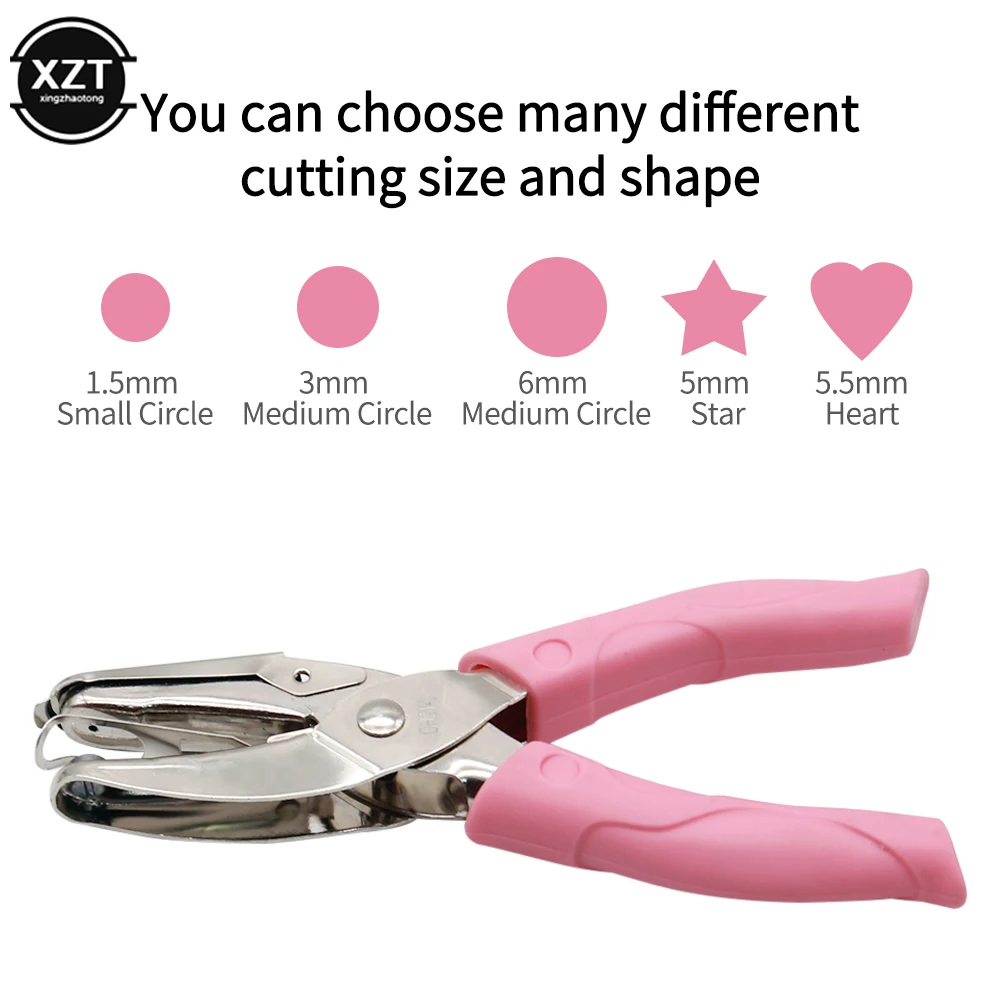 

Kawaii Rubber Sleeve Star Heart Hole Punch Stainless Steel Round Hole Puncher Paper Scrapbooking DIY Craft Shape Cutter hotsale