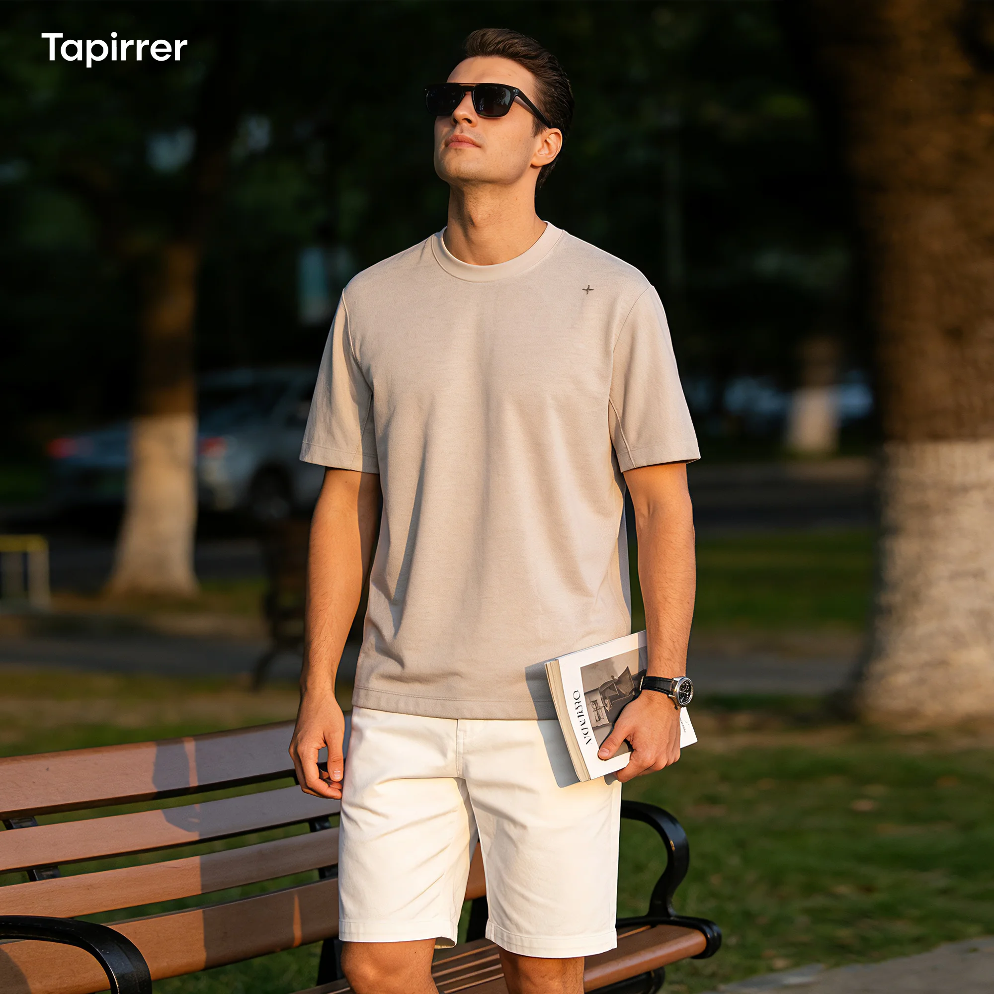 

Мужская футболка Tapirrer из льняной смеси с логотипом Star-Label, в стиле Old Money, для деловых поездок, дышащая, однотонная, с коротким рукавом