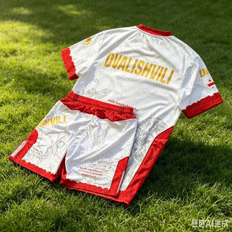 Top Boxer MMA Oktagonaler Käfig Merab Dvalishvili T-Shirt Shorts Set Herren Kinder Sporttraining Laufset Schnelltrocknend Kampfset