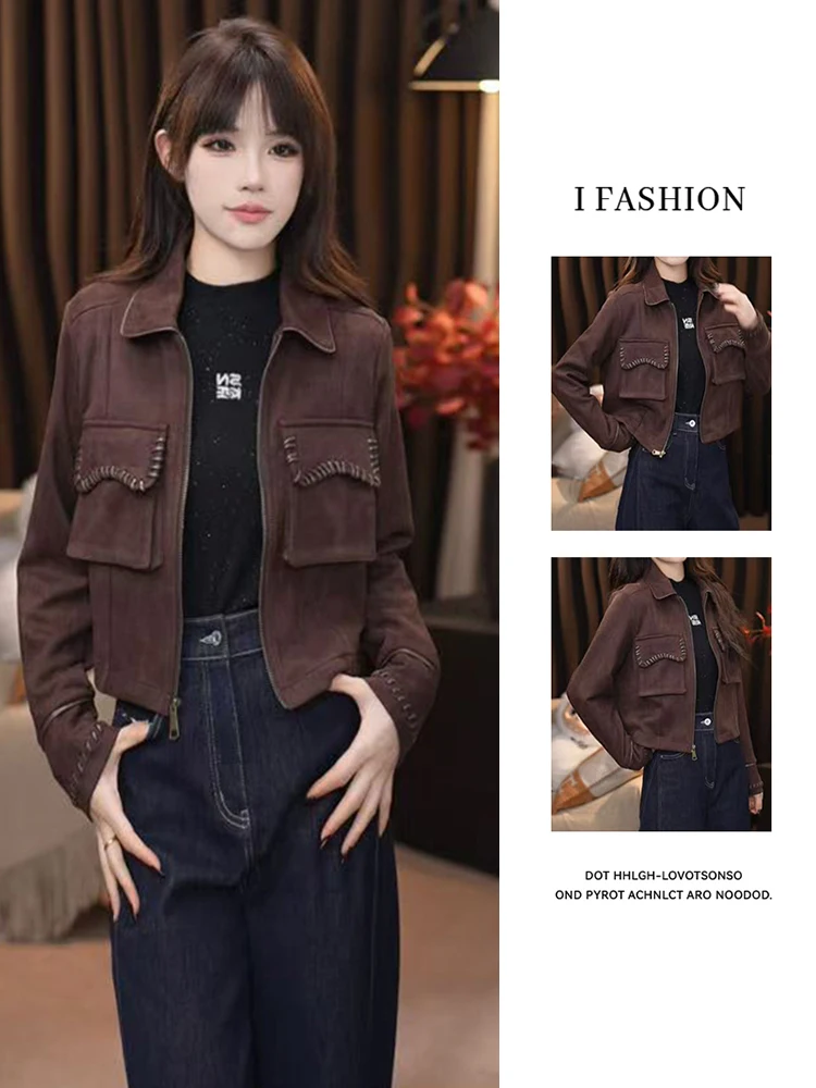 

Faionable Long Sve ort Jaet Women's Loose Fit Ele Sle Early Autumn New Arrival Anti-Aging Coat Top