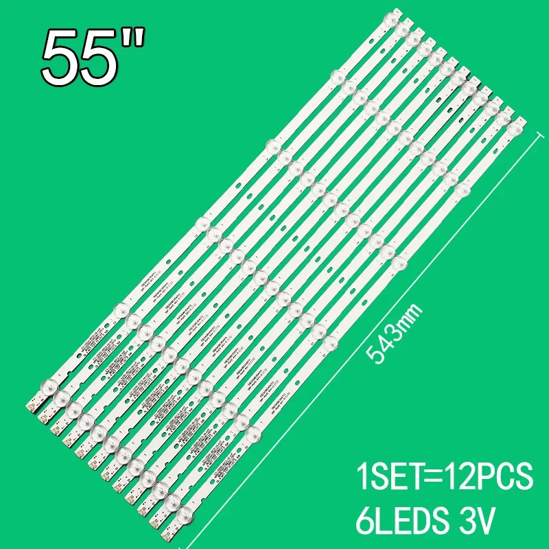 12 sztuk 6 diod LED 3V do telewizora 55 "CY-550D-6X12-HL + HT 8D55-DNDL-M8612A AX55LEDA88 NPB15D544103BL041-001H