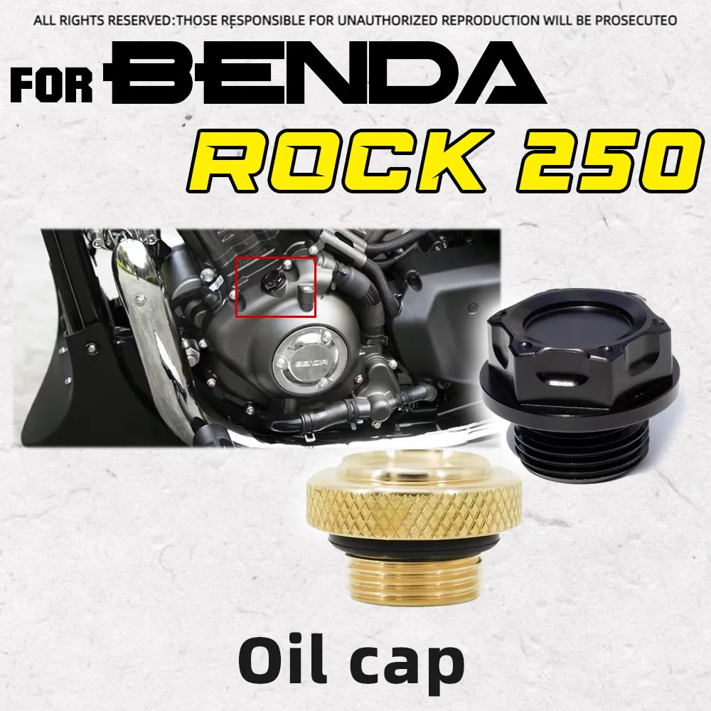 Modified Brass Engine Oil Screw & Oil Cover Compatible with BENDA ROCK250 ChinchiIIa350 Napoleon bob 500 Motorbike Parts