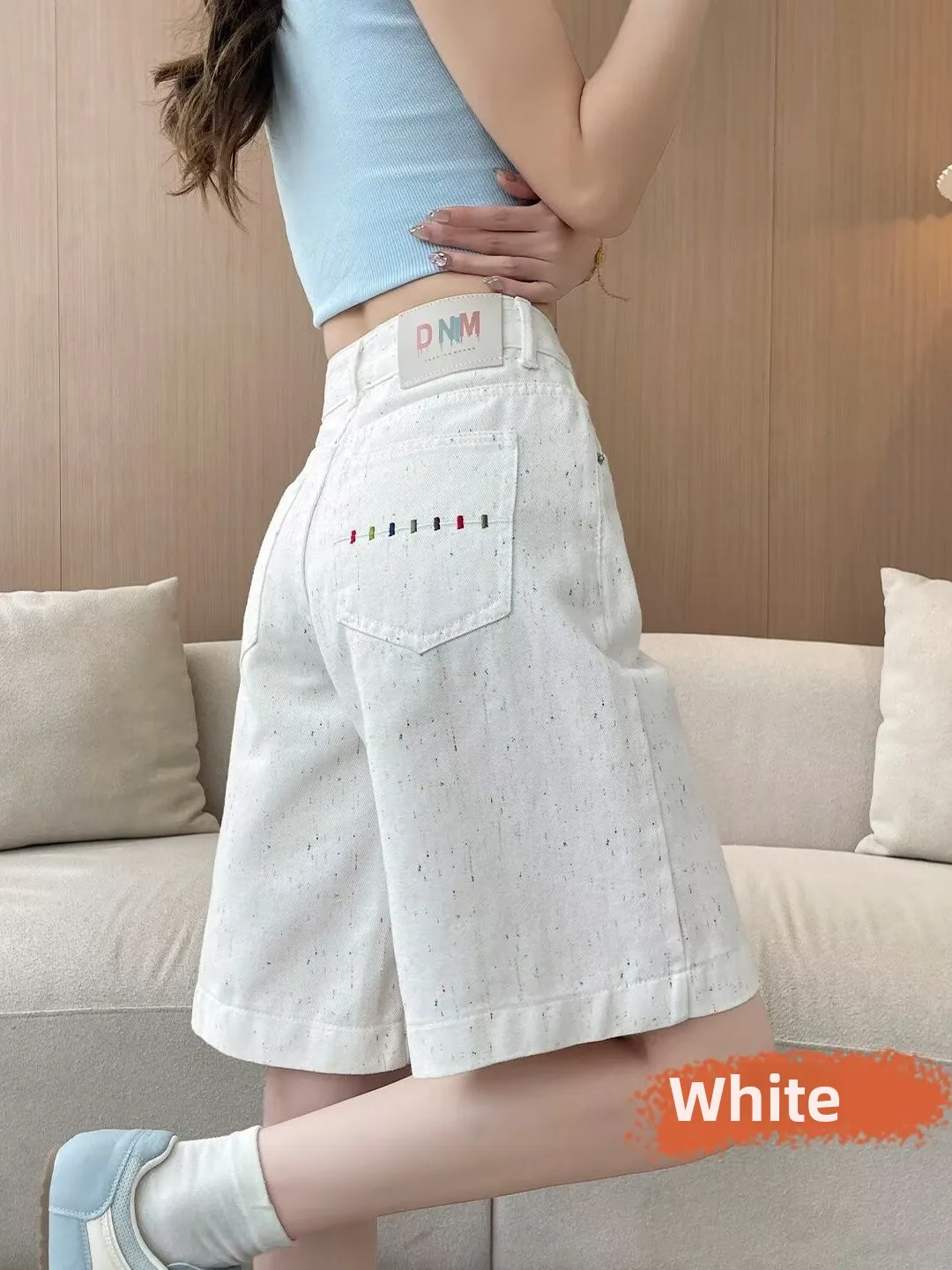 

Широкие короткие джинсы с высокой талией, женские летние тонкие брюки нового фасона А-силуэта, удобные, дышащие, износостойкие