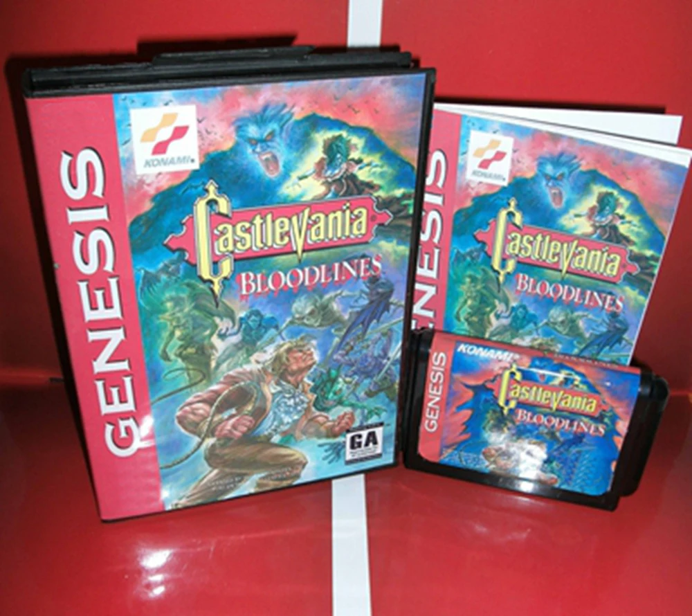 Castlevania Bloodlines NTSC-U Only with Box and Manual Cartridge for 16 bit Sega MD game card Megadrive Genesis system