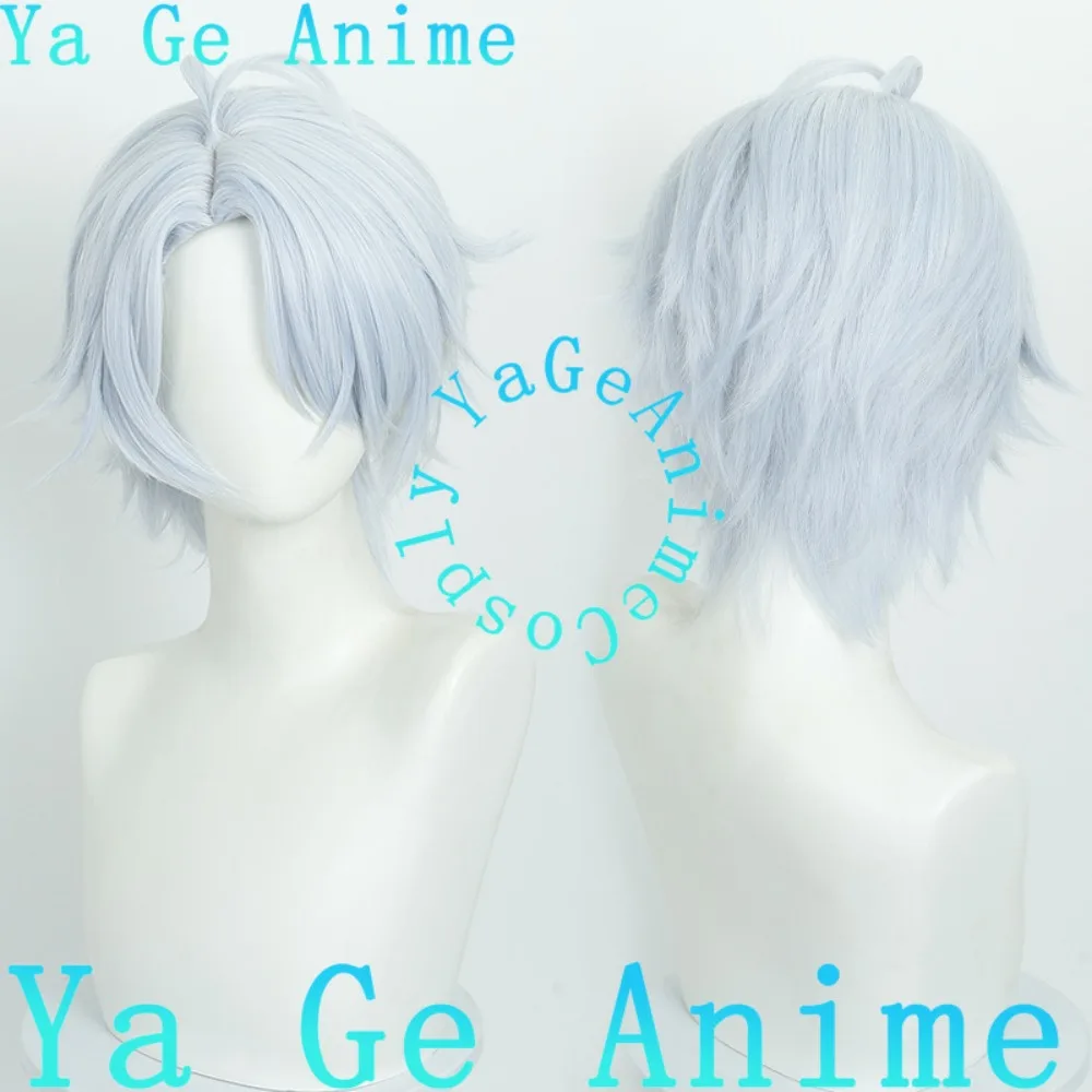 

Парик для косплея Бай Э из Honkai: Star Rail, сине-серебристо-белый, короткие волосы, для аниме, реалити-шоу, игр, танцевальных вечеринок