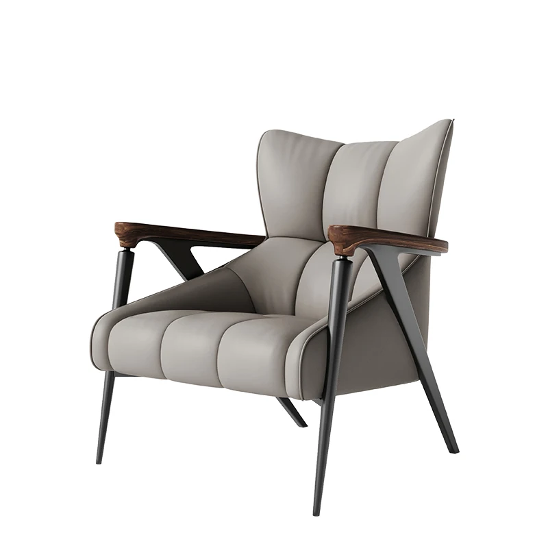 

Большой плоский кожаный одноместный стул для гостиной, легкий роскошный итальянский минималистичный диван-кресло