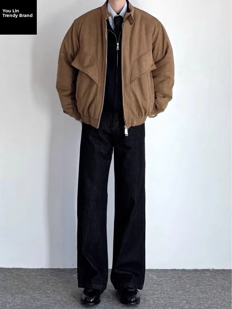 

Cleanfit Original Blue Men's Jeans American Retro Style Micro Flared Straight Leg Pants Lengthening Effect High Waist Zipper ...