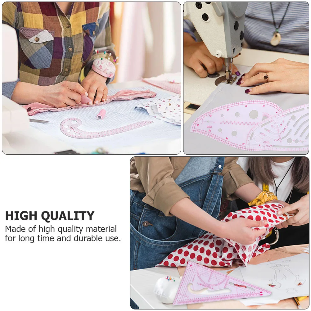 9pcs Measuring Rulers Set Transparent Plastic Sewing Tools For Tailors Diy Crafts Dressmaking Grading Drawing Cutting Work