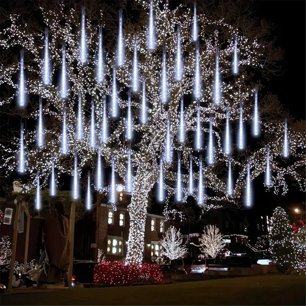 US Plug Meteor Shower Led String Lights Street Garlands Fairy Christmas Decorations for Home Outdoor Wedding Party Decor