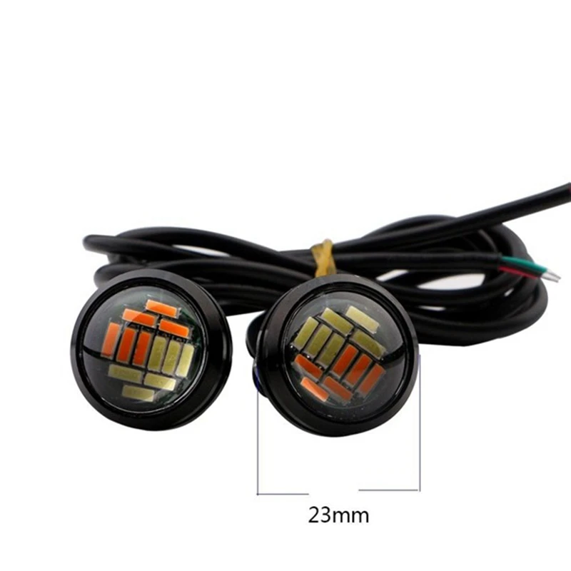 30 Pcs 12V 23Mm Dual Color Switchback 4014 SMD 12 LED DRL Eagle Eye Daytime Light Car Motor Turn Lights