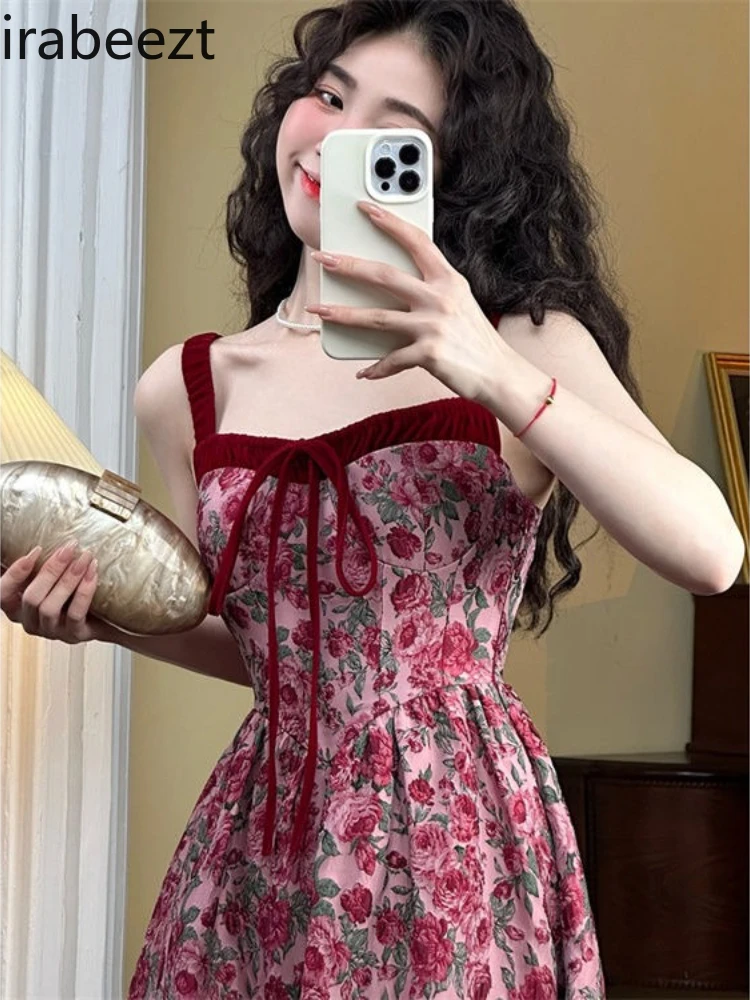 

Plus Size Vintage Floral Strapless Off Shoulder Long Dress - Summer New Slimming Bodycon High-Quality Printed Gown for Women