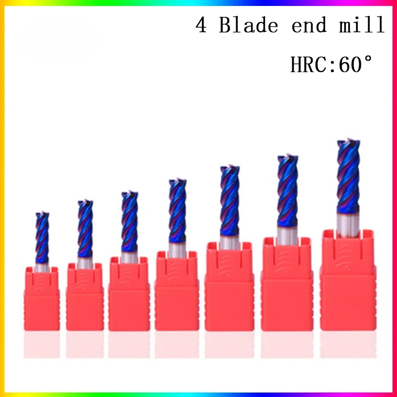 NEW HRC60° 4 Flute end mill 1.5mm 1~20mm 6mm8mm 12mm collet lathe tool holder CNC carbide metal router bit milling cutter metall