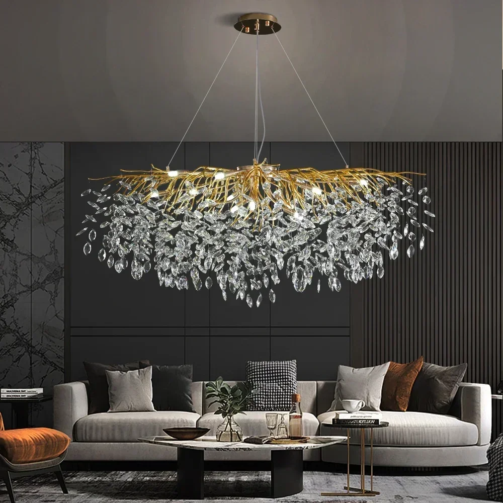 Imagem -02 - Artpad-nordic Gold Crystal Chandelier Luxo Led Luzes Pingente Luzes Led Decorativas para Mesa de Jantar