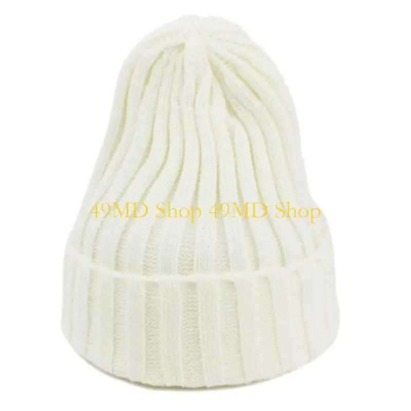 49MD Unisex Winter Chunky Ribbed Knit Pointed Beanie Hat Candy Color Stretch Snow Ski Cuffed Skull Cap Ear Warmer