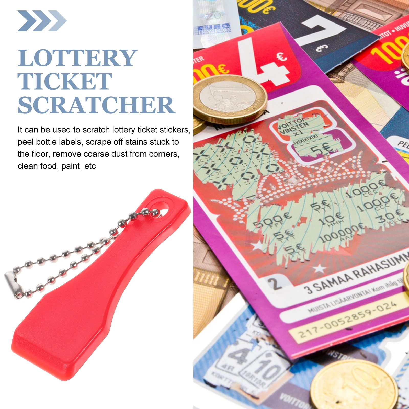 

10pcs Scratcher Durable Plastic Scratch Off Tool Keychain Multi-Function Card Scraper for Scratch for ticket