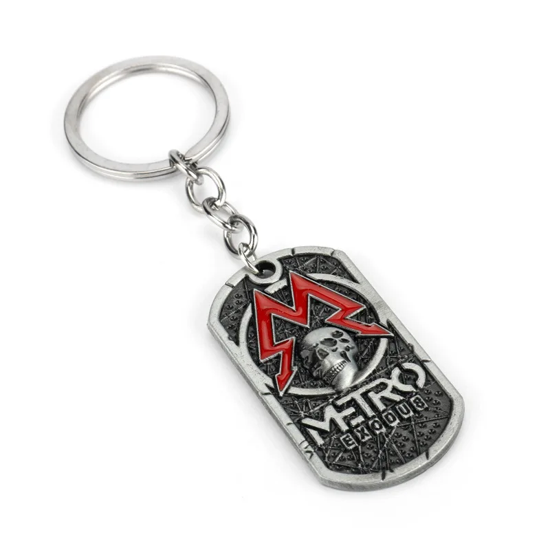 Juego Metro 2033 collar cuerda de Metal cadena cráneo cuadrado Etiqueta de perro colgante collar para hombres mujeres joyería accesorios regalos