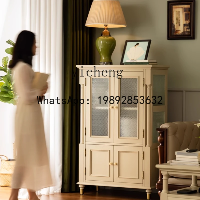 ABC  French retro all-solid wood TV side  decorative cabinet light luxury wall living room