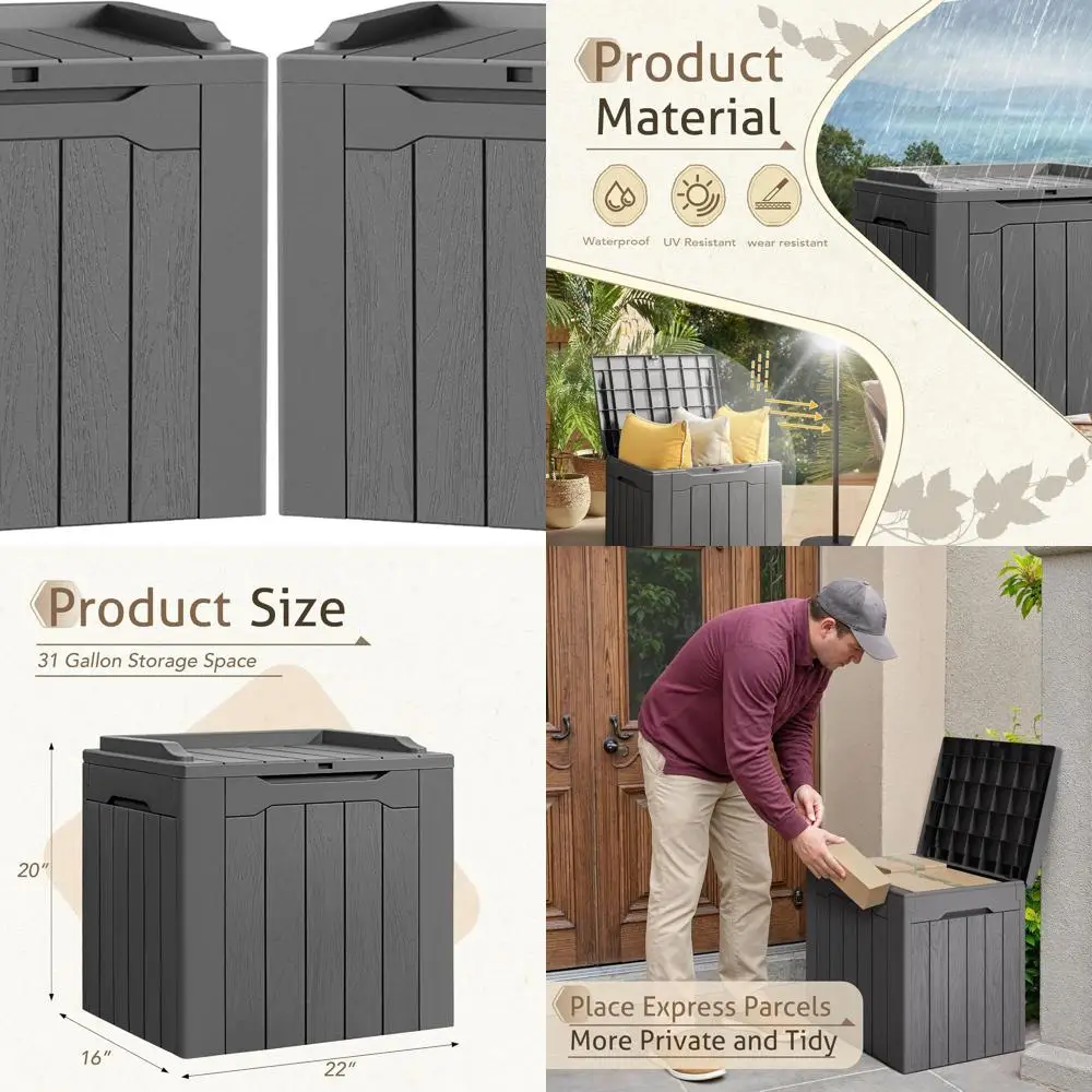 

Weatherproof 31 Gallon Deck Storage Box for Patio Cushions - Grey