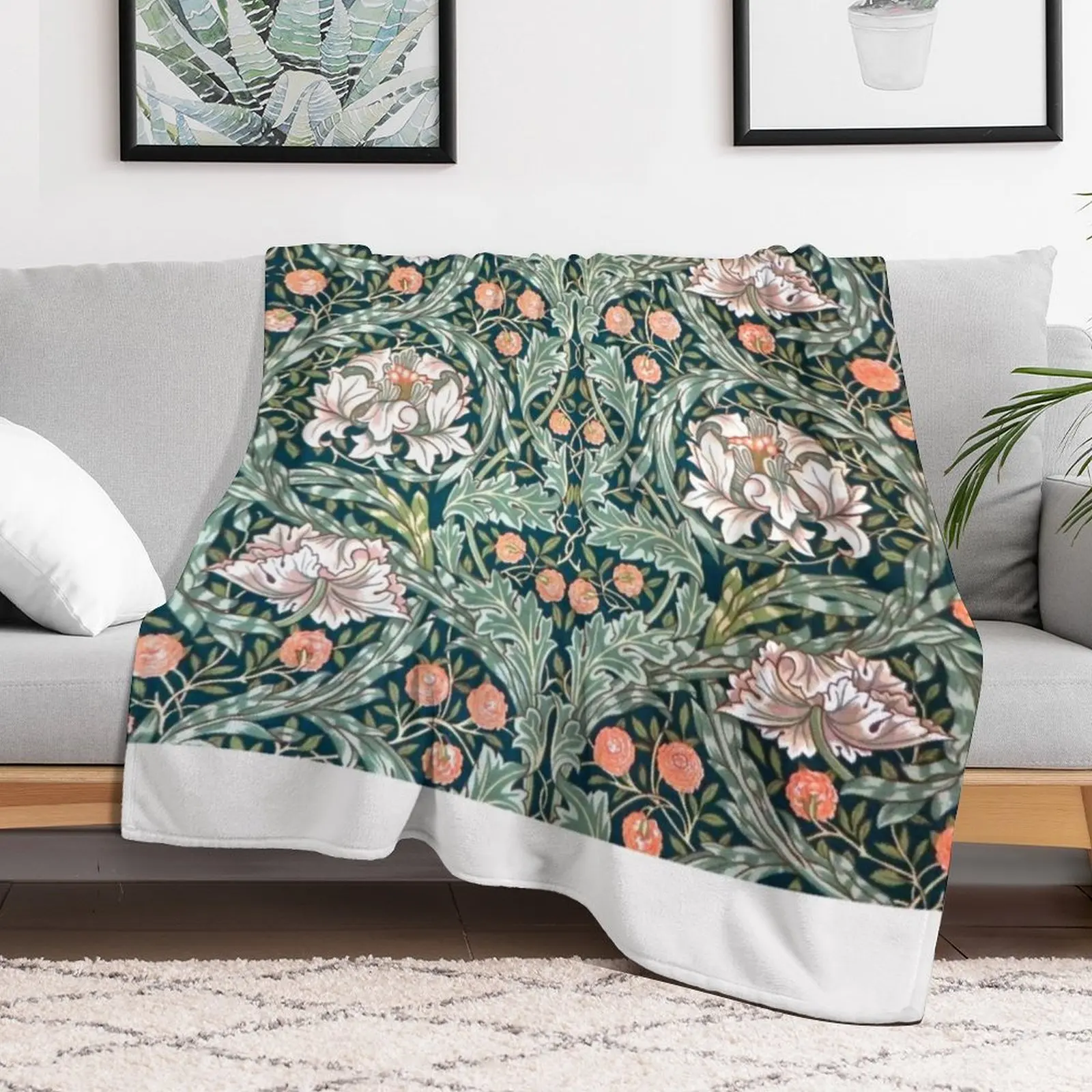 Morris Exhibition Art William Morris Flower Print Art Throw Blanket