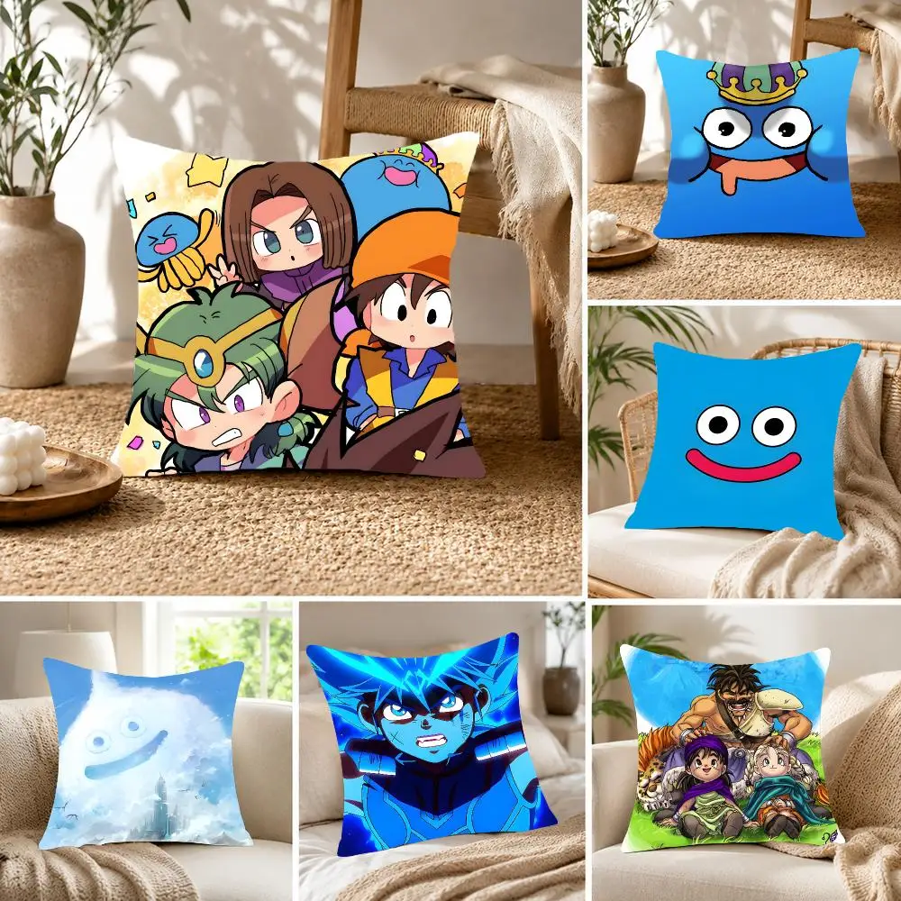 Cute mascot Dragon Quest Slime Cushion Cover Fluffy velvet Nordic style plush Living room sofa decorative