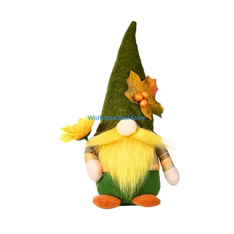 

34YA Fall Thanksgiving Gnome Maple Leaf Gnomes Ornament Crafts for Home Farmhouse Kitchen Tiered Tray Decoration Gift