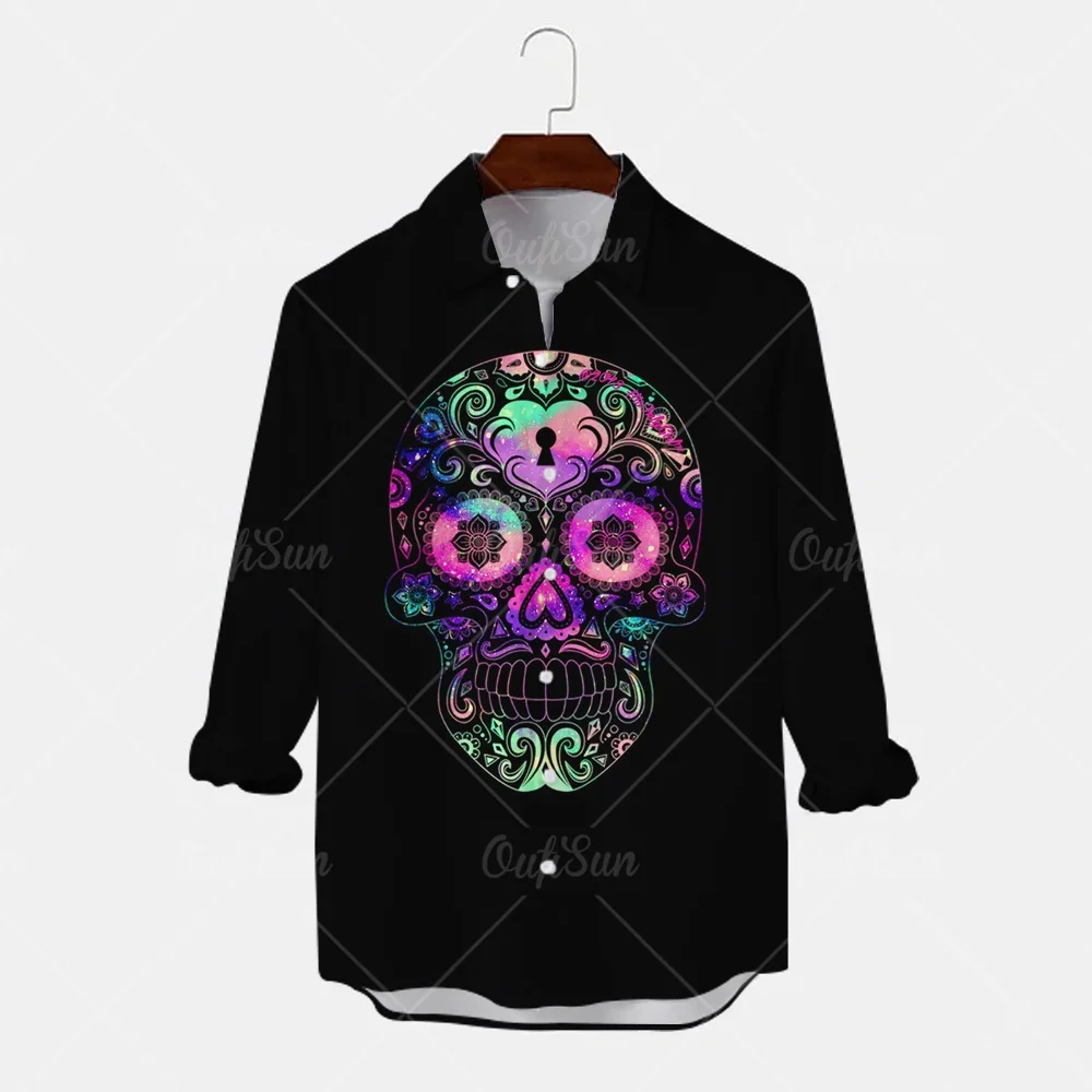 

Skull Print Men's Shirt Horror 3D Pattern Long Sleeve Shirt Outdoor Streetwear Men's 2023 Fashion Trends Four Seasons Men's Tops