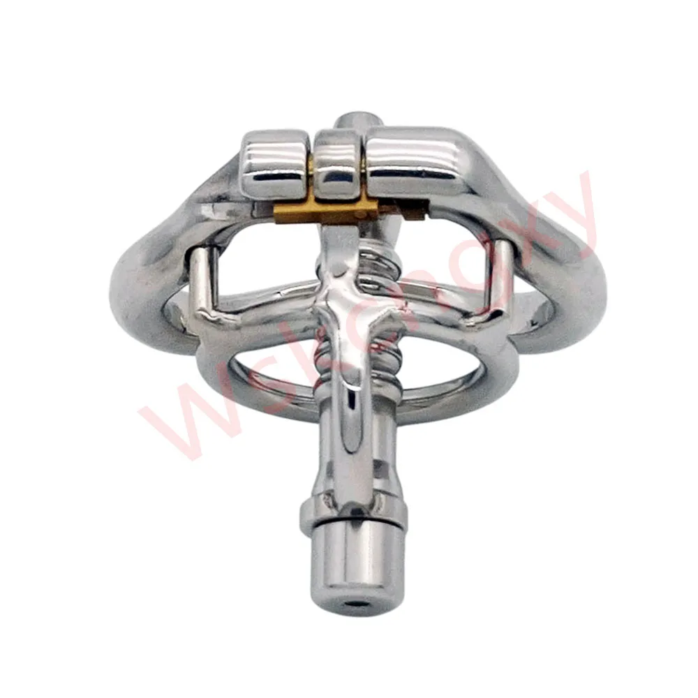 Stainless Steel Male Chastity Cage with Removable Urethral Catheter Arc Cock Ring Penis Lock Slave Restraint Adult Sex Toys - view 2