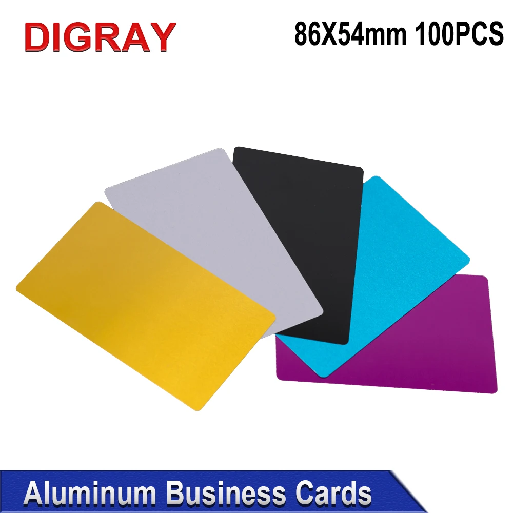 DIGRAY 100PCS/LOT Business Name Cards Multicolor Aluminium Alloy Metal Sheet Testing Material for Laser Marking Machine