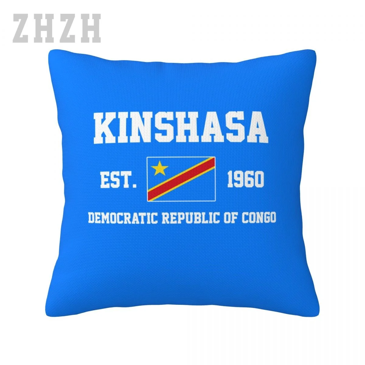 Linen Pillowcases Democratic Republic Of Congo EST.1960 Kinshasa Capital Throw Pillow Cover Family Home Decor Sofa Waist Cushion