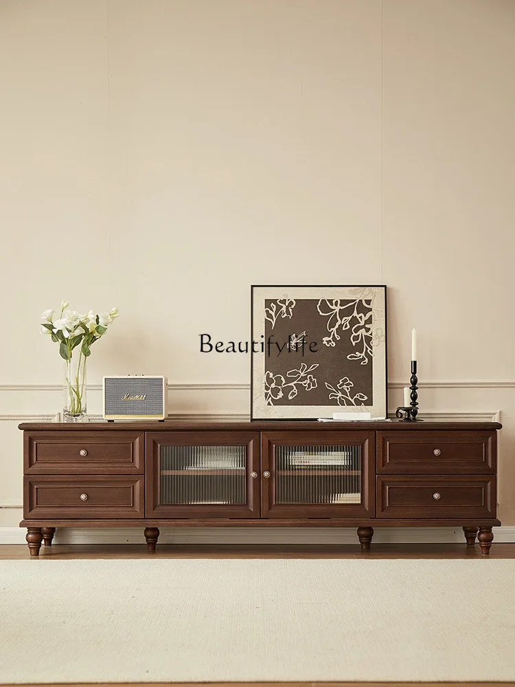 

yj19 American Country Style Solid Wood TV Cabinet Vintage French Retro Natural Wood Furniture