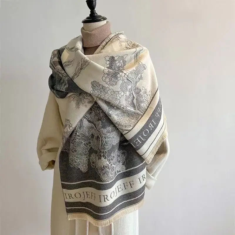 Women's Scarf Winter Louis Vuiiton Original Luxury Brand Winter Knitted Cashmere Scarf  Designer Fashion Versatile Bufanda