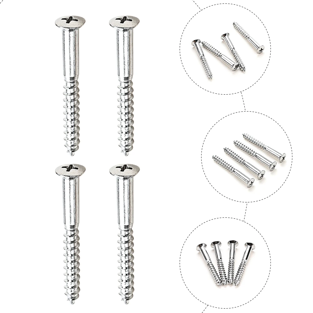 

4Pcs Guitar Accessories Screws 44.6*5mm Metal Neck Mounting Plate Replacement for Electric Guitar Bass