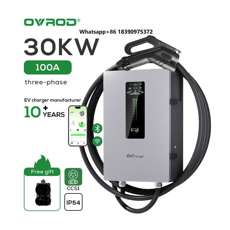Ovrod New Energy Electric Car Charger Pile 30Kw Wall Mounted Ev Home Charging Stations Ccs1 Fast Dc Ev Charger