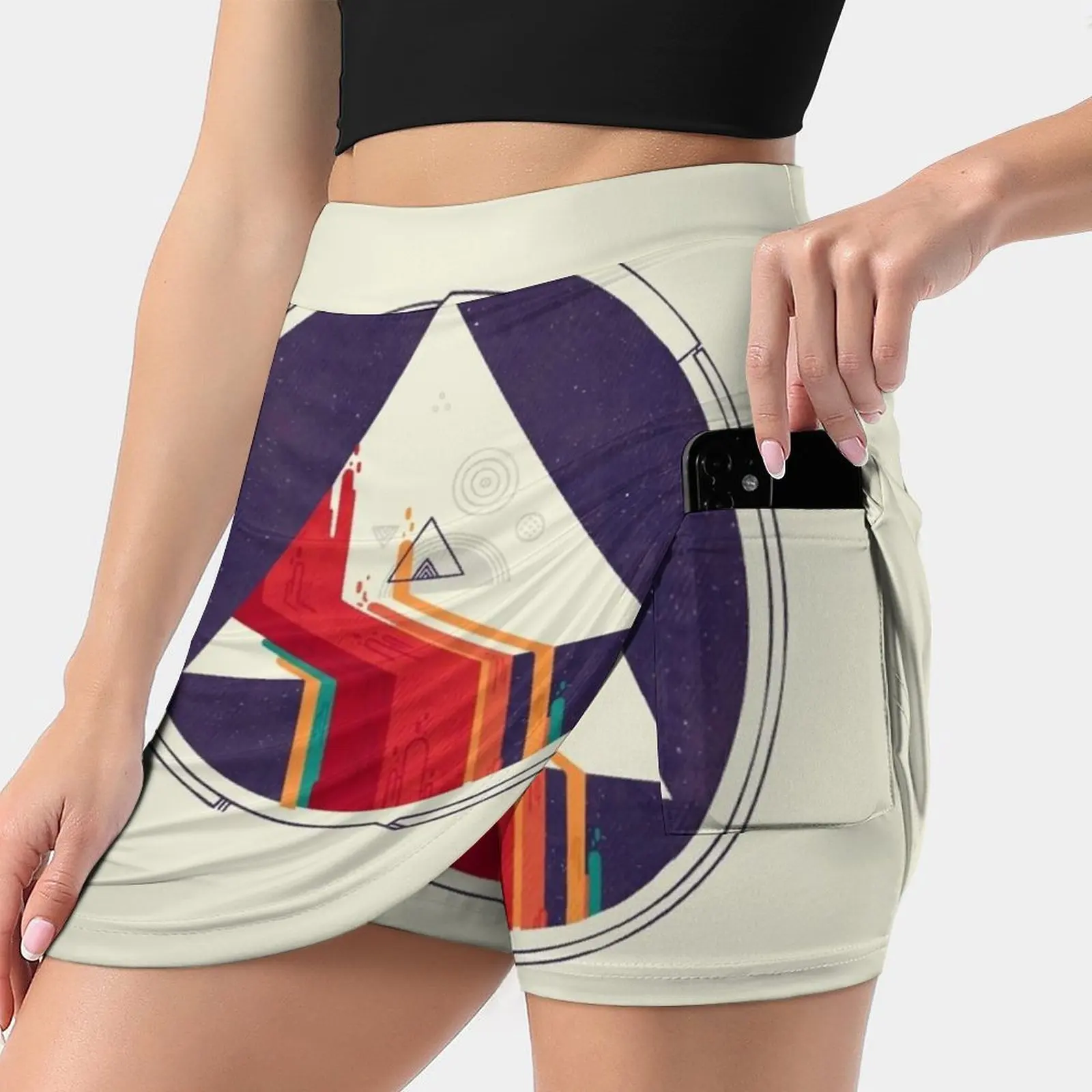 Portal Study Skirts Woman Fashion 2022 Pant Skirt Mini Skirts Office Short Skirt Geometry Colors Rainbow Triangles Concentric