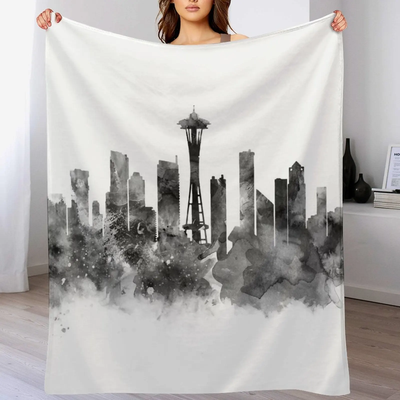 Seattle Black and White Throw Blanket Bed covers Luxury Designer Blankets