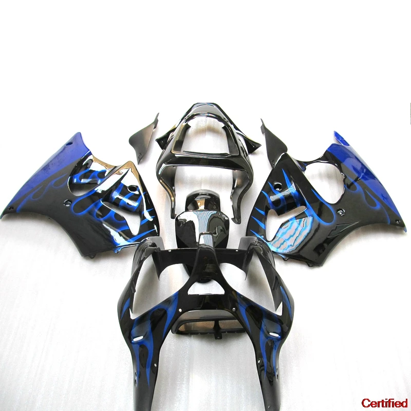 Injection motorcycle fairings kit for Kawasaki Ninja ZX6R 2000-2002 ABS fairing sets ZX 6R 00 01 02 blue flames set