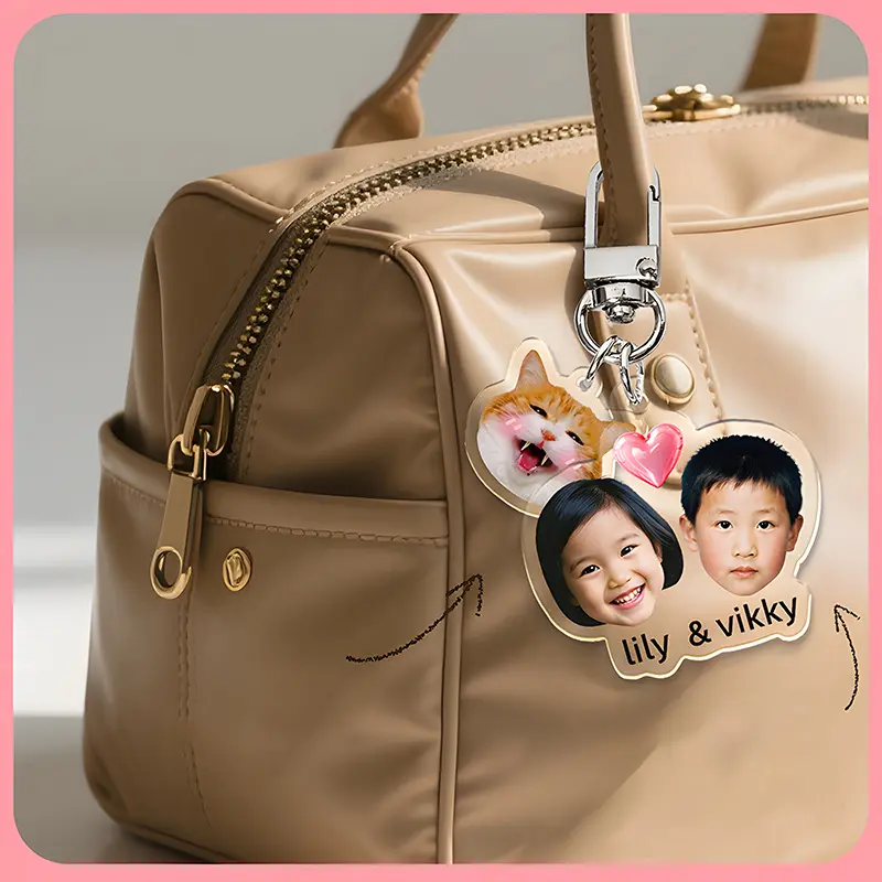 Custom Acrylic Baby Pets Photo Keychain with Little Pendant Personalized Picture Keyring Double Side Print Cartoon Key Chain - Image 5